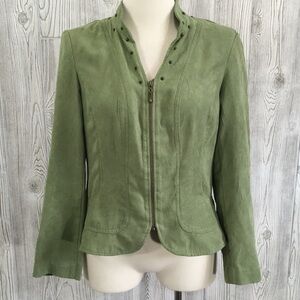 RQT Green Faux Suede Zip Jacket Size Medium